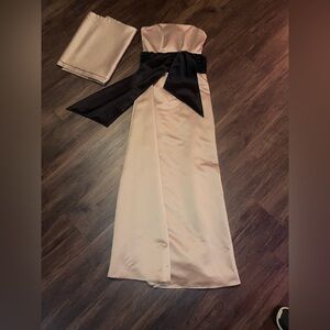 Mori Lee women’s gold strapless Y2K evening dress with belt and scarf size 8